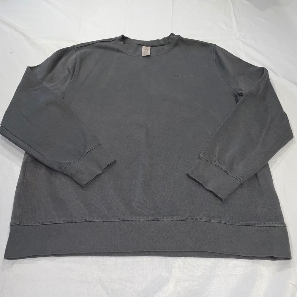 Hurley Mens Crewneck Sweatshirt Charcoal Gray Textured Knit